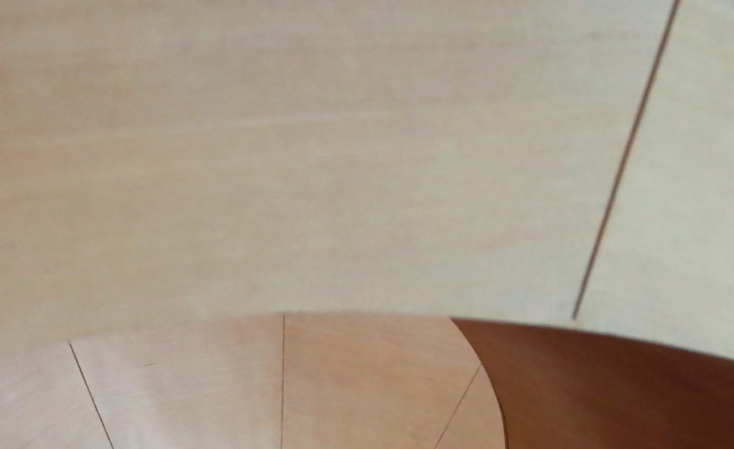 Curved wooden panelling in a modern interior